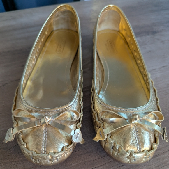 Coach Payton metallic gold leather ballet flats - Picture 8 of 16